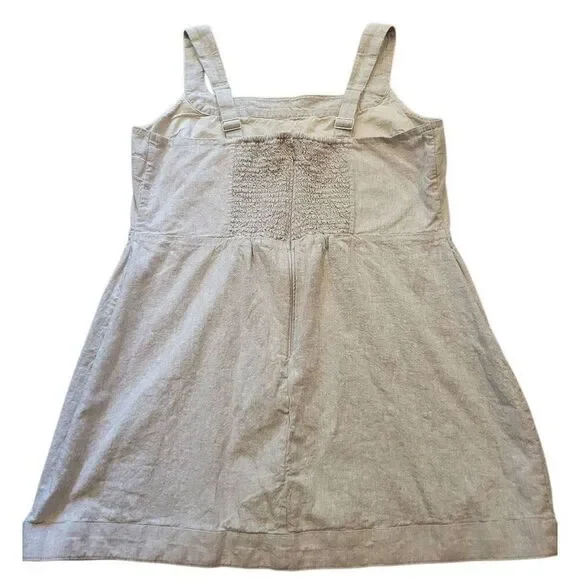 Abercrombie & Fitch Dress Women's XL Petite Neutral Linen Blend Wide Strap Mini - Picture 3 of 6
